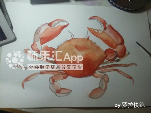 幼儿园水粉水墨画绘画水彩螃蟹—师乐汇幼儿教师教育网