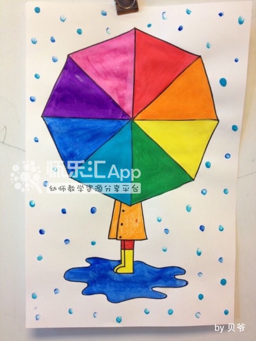 儿童画雨伞