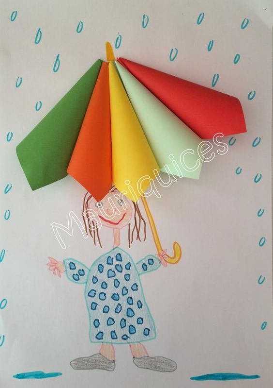简单漂亮的手工画,雨伞
