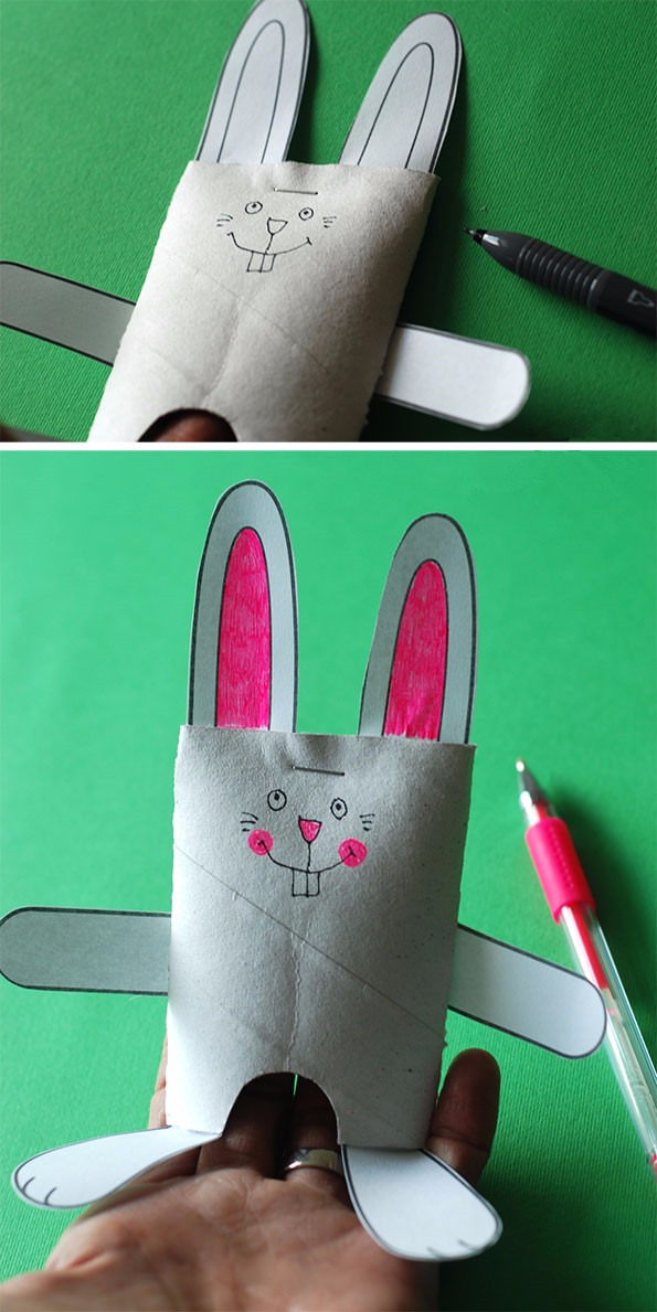 卷纸芯手工:神奇的兔子