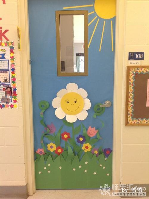 幼儿园门窗环境创设环创春天的门装饰——师乐汇幼儿