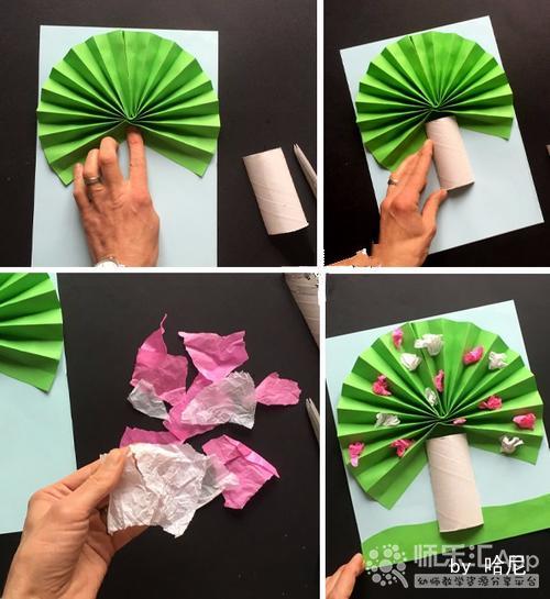 幼儿园卷纸芯创意手工卷纸芯大树手工——师乐汇幼儿