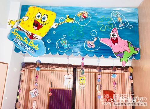 幼儿园活动室墙面环境创设海洋系列环创海绵宝宝